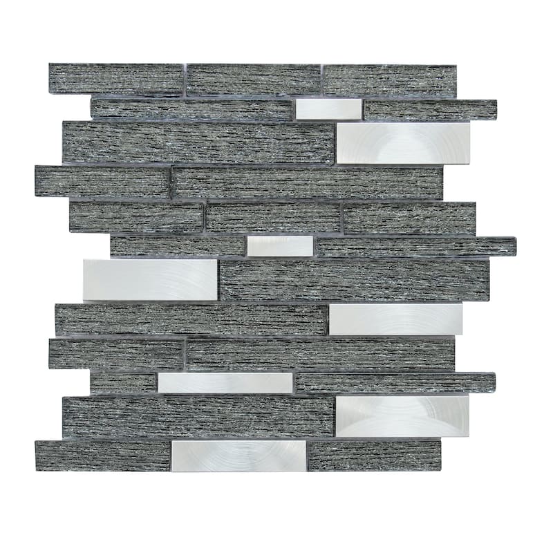 Altair Glena Rectangular Laminated Glass Mosaic Mix Aluminum Wall Tile