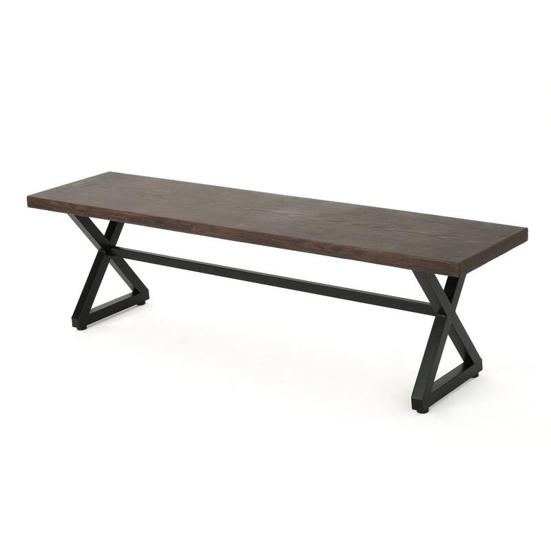 Outdoor Aluminum Dining Bench With Steel Frame