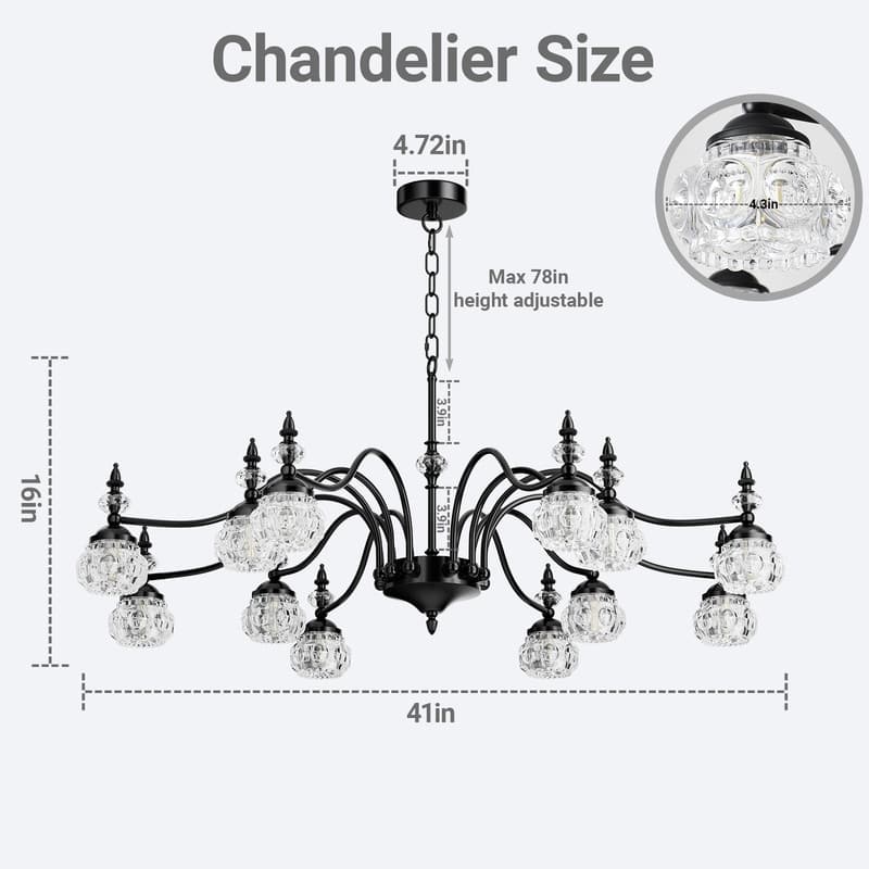 Vintage Crystal Chandelier Adjustable Dimmable Fixture for Dining Room