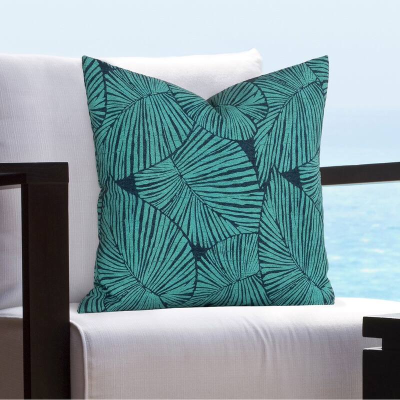 Siscovers Paradise Palm Solarium Indoor/Outdoor Throw Pillow - 16" x 16" - Paradise Palm Denim
