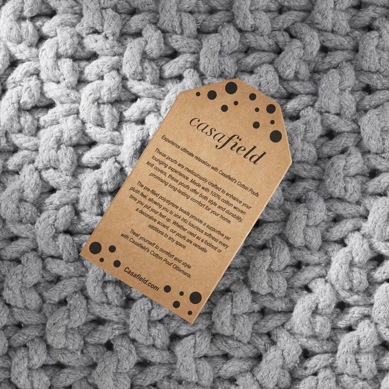 Cotton Pouf Ottomans Knit Foot Stool Pouffes for Living Room