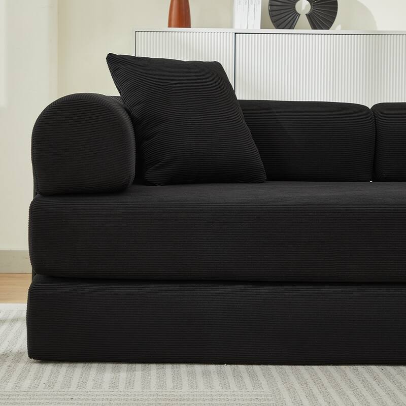 Folding Upholstered Sofa Bed, 78.5" Convertible Sleeper Sofa Bed with 2 Pillows, Fold Out Loveseat Couch, Futon Couch