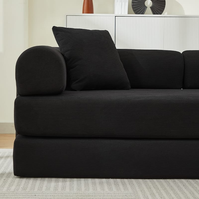 Sofa Bed with 2 Pillows, 3-Seater Convertible Sleeper Sofa, Foldable Couch Loveseat Daybed, No Assembly Required