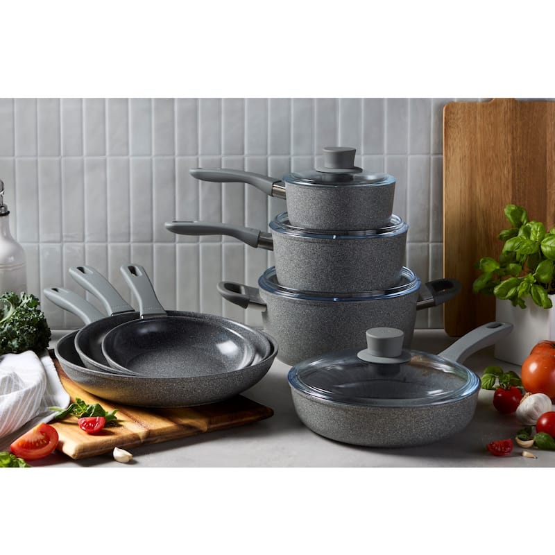 ZWILLING Parma Plus Ceramic 10-pc Aluminum Ceramic Nonstick Cookware Set - Grey