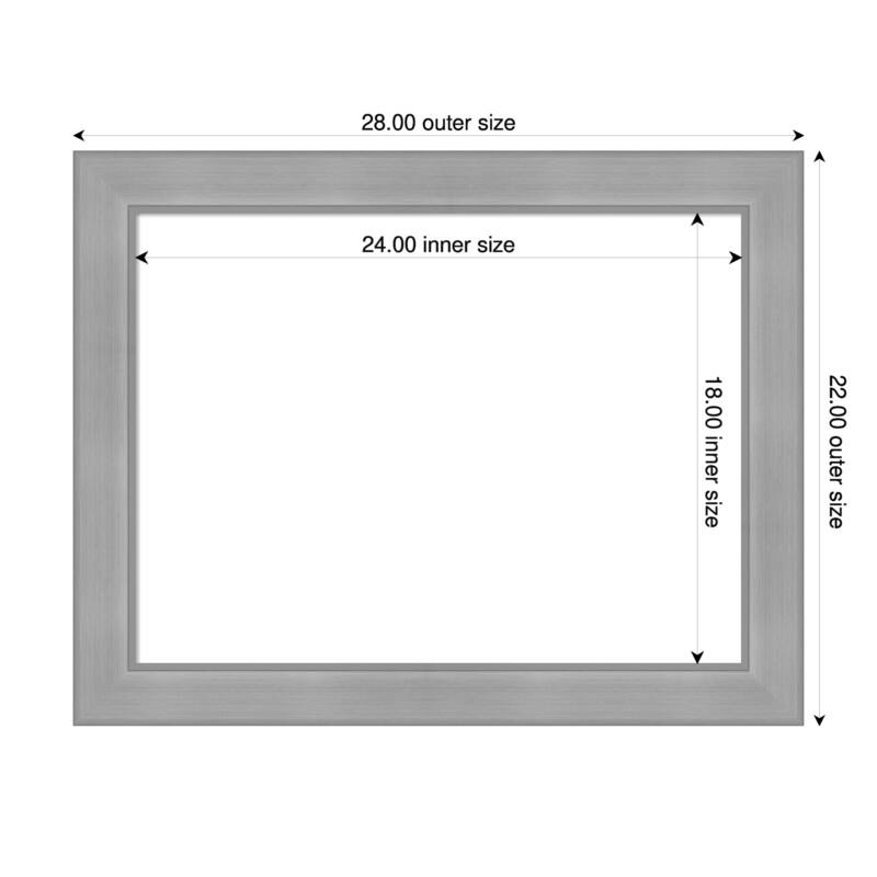 Amanti Art Vista Brushed Nickel Framed Dry Erase Magnetic Board - 28 x 22 in