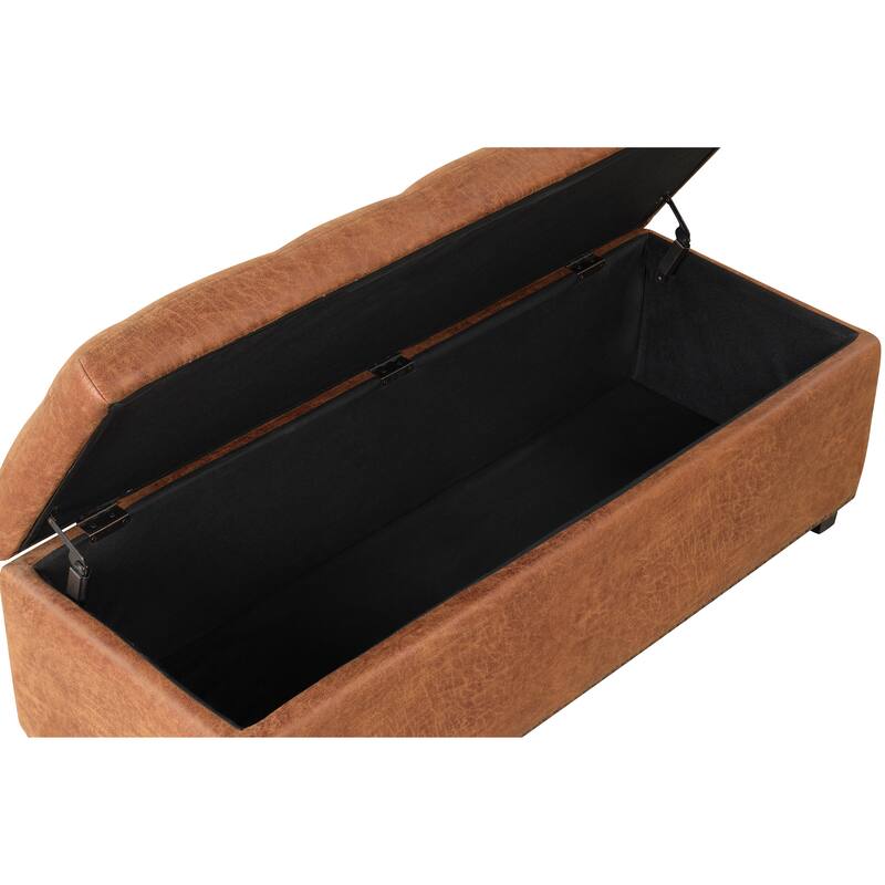 DH Basic Modern Brian 48-inch Rectangular Linen Storage Ottoman Bench by Denhour