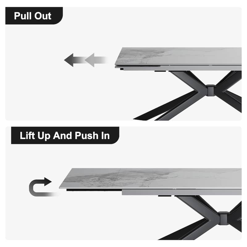 110.24'' Extendable Rectangular Sintered Stone Dining Table - 78.74" to 110.24"