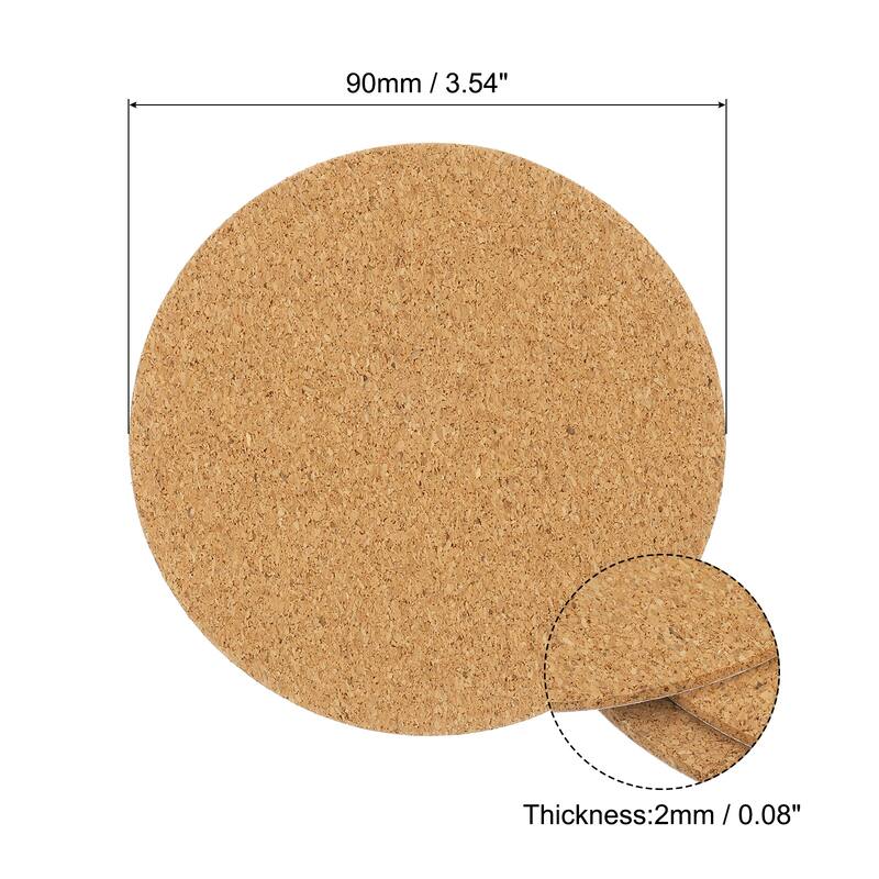 Round Coasters 1mm Thick Cork Cup Mat Self-Adhesive Pad