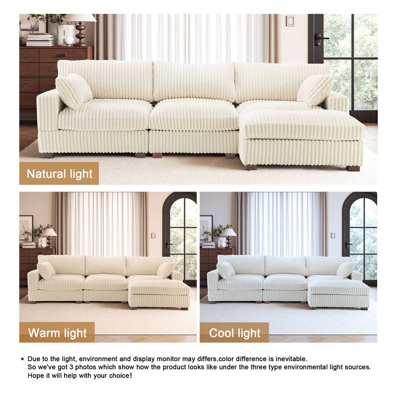 Oversized Plush Modular Sectional Sofa Couch with Ottoman
