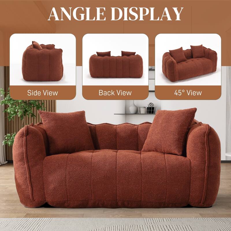 Ouyessir Upholstered Chenille Fabric Bean Bag Sofa Chair with 2 Pillows