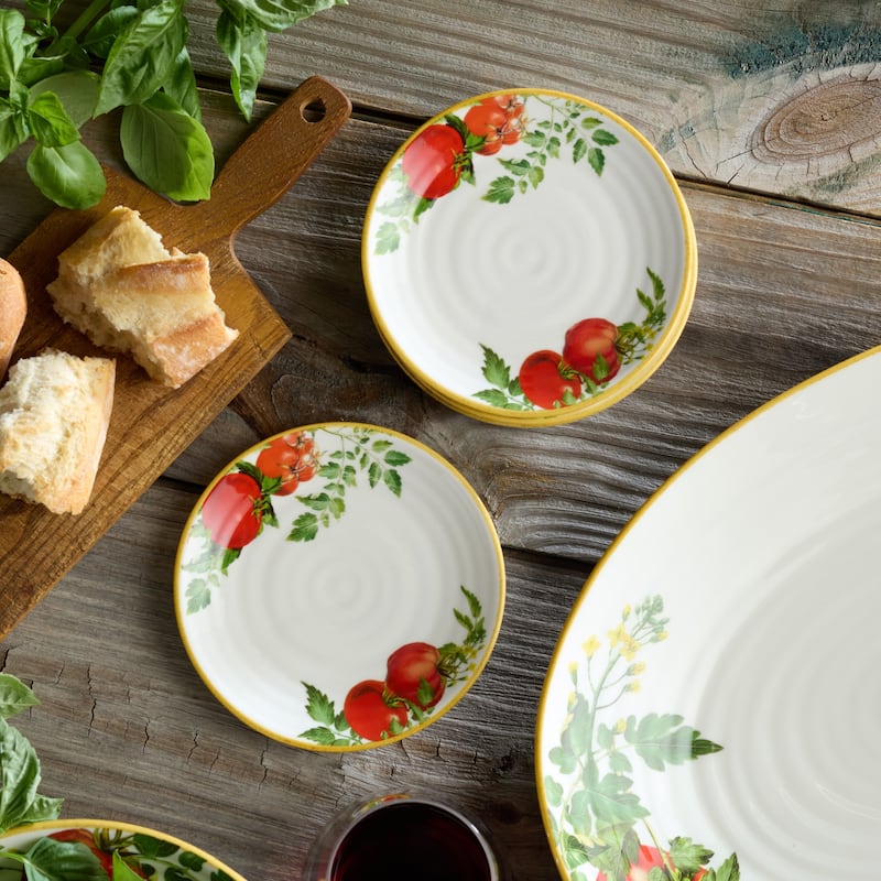 Certified International Pomodoro 6" Canape/Luncheon Plates,Set of 4 - 6'' W x 6'' D x 0.75'' H