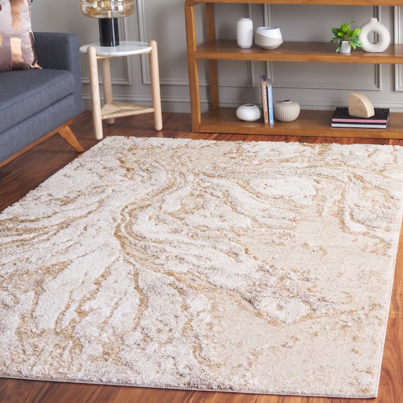 SAFAVIEH Ravine Shag Ozgul Shag Rug - 4' x 6' - Beige/Ivory