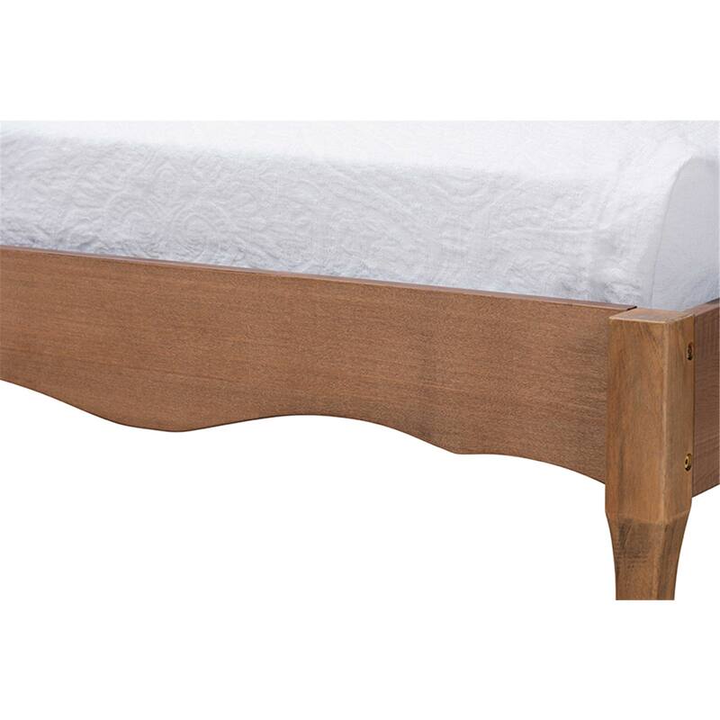 Twin Size Bed Frame Wood Platform Bed Ash Walnut Finish Saber Legs Modern Bedroom Furniture