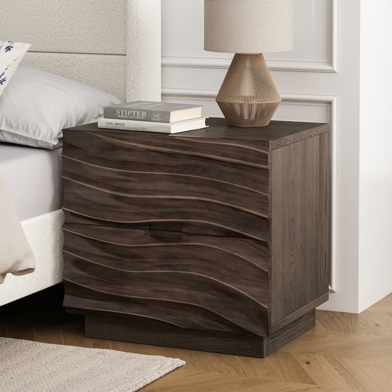 Mid-Century Modern Woodern Nightstand with Storage Drawers