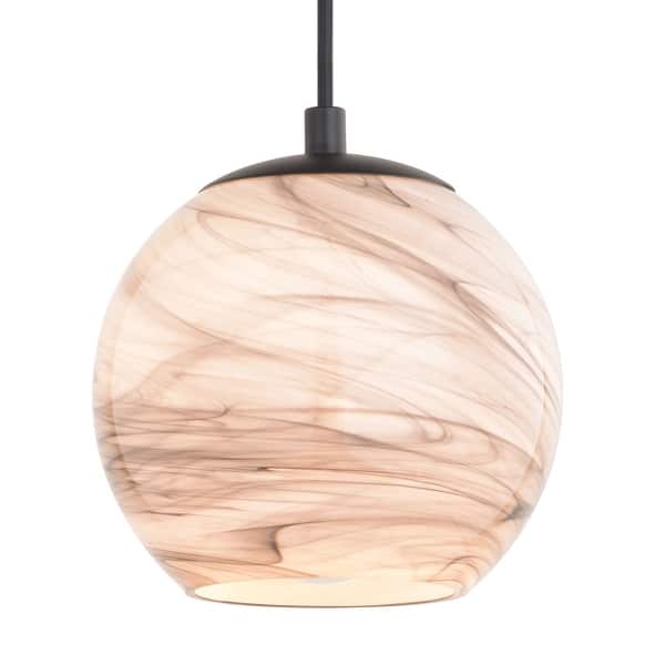 slide 2 of 11, Vaxcel Lighting P0407 Milano 6" Wide Mini Pendant with Marble Glass Matte Black