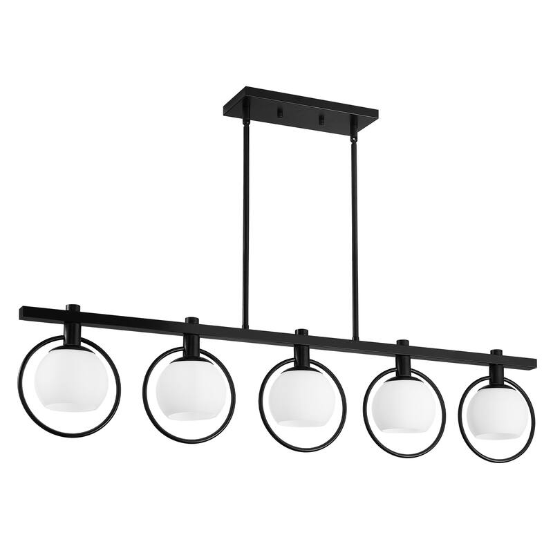 Modern 5-Light Linear Chandelier with Glass Shape