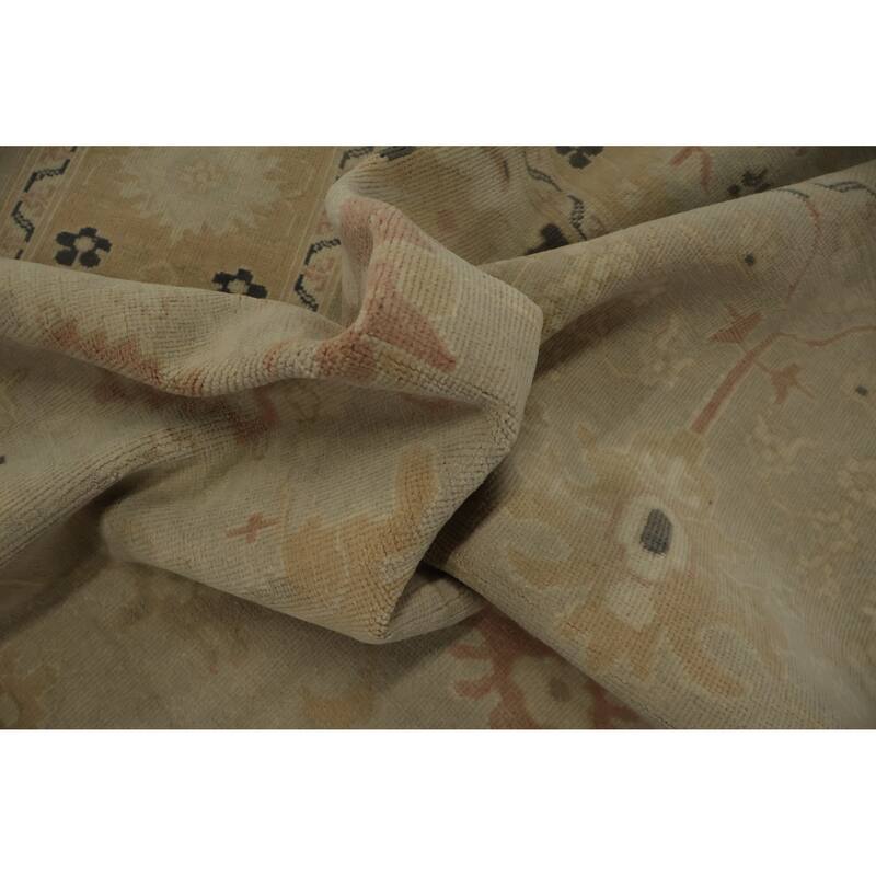 Hand Knotted Oriental 100% Wool Carpet Traditional Floral Beige & Ivories Ziegler Area Rug - 8' 4'' X 5' 11''