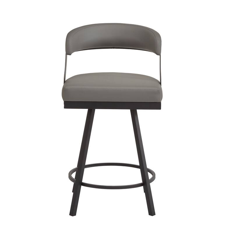 Bacalar Black Finish Metal Round Counter Height Table with Vegan Leather Swivel Chair Set by iNSPIRE Q Modern