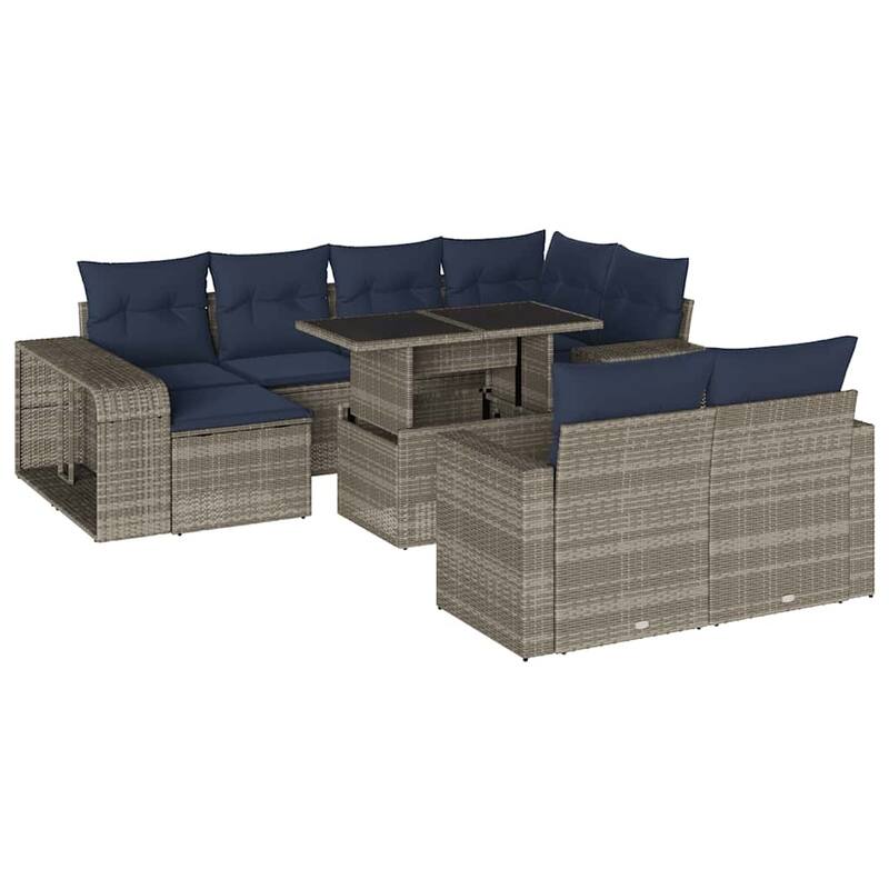 vidaXL Patio Sofa Set with Cushions Table and Couches 11 Piece Poly Rattan