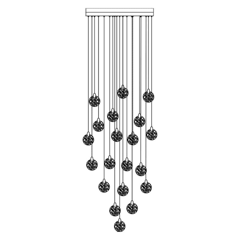 Artcraft Snowflake Chandelier - Matte Black with Satin Brass Accent - 31.5" W
