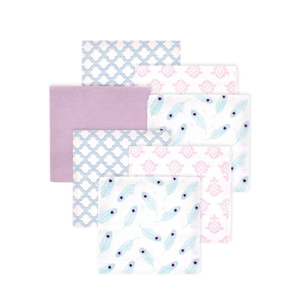 slide 1 of 1, Little Treasure Hudson Baby Girls Cotton Poly Flannel Receiving Blankets Multipack, Purple Peacock Feather, 30x30 inches 30x30 inches - Purple Peacock Feather