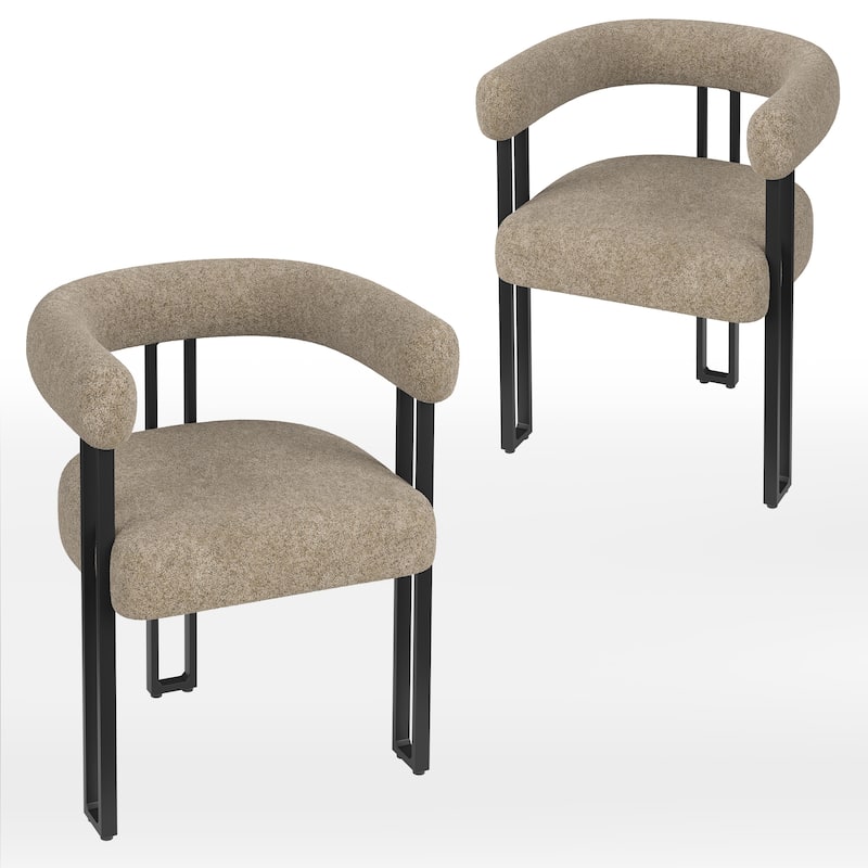 Set of 2 Upholstered Dining Arm Chairs