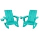 preview thumbnail 1 of 68, Shoreside Kids Outdoor Poly Adirondack Rocking Chair with Cup Holder (Set of 2) Turquoise