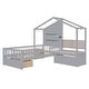 preview thumbnail 4 of 14, Grey Twin Size House Shape Bed with Upholstered Sofa, Charging Station, Wireless Charging, Shelves and Two Drawers