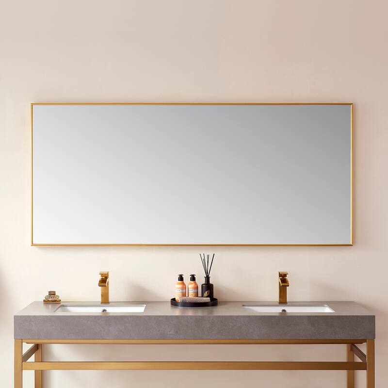 Viella 72" Bathroom Vanity Aluminum Framed Wall Mirror in Gold