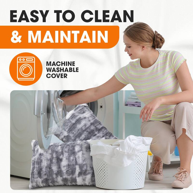 Cheer Collection Set of 2 Decorative Faux Fur Throw Pillow