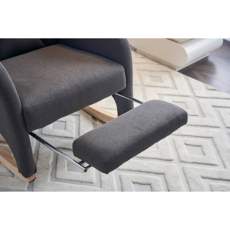 Cotton Linen Fabric Nursery Rocking Chair With Adjustable Footrest