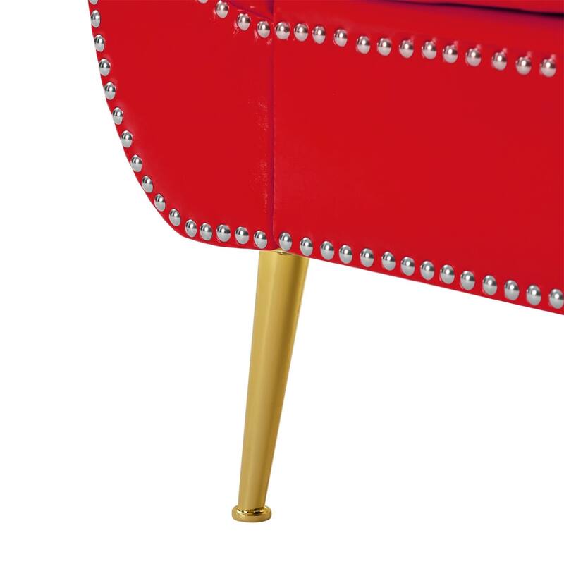 Armed Ottoman Bench PU Leather Bench Button Tufted Sofa Stool Bench Footrest Stoolfor Entryway, Living Room and Window