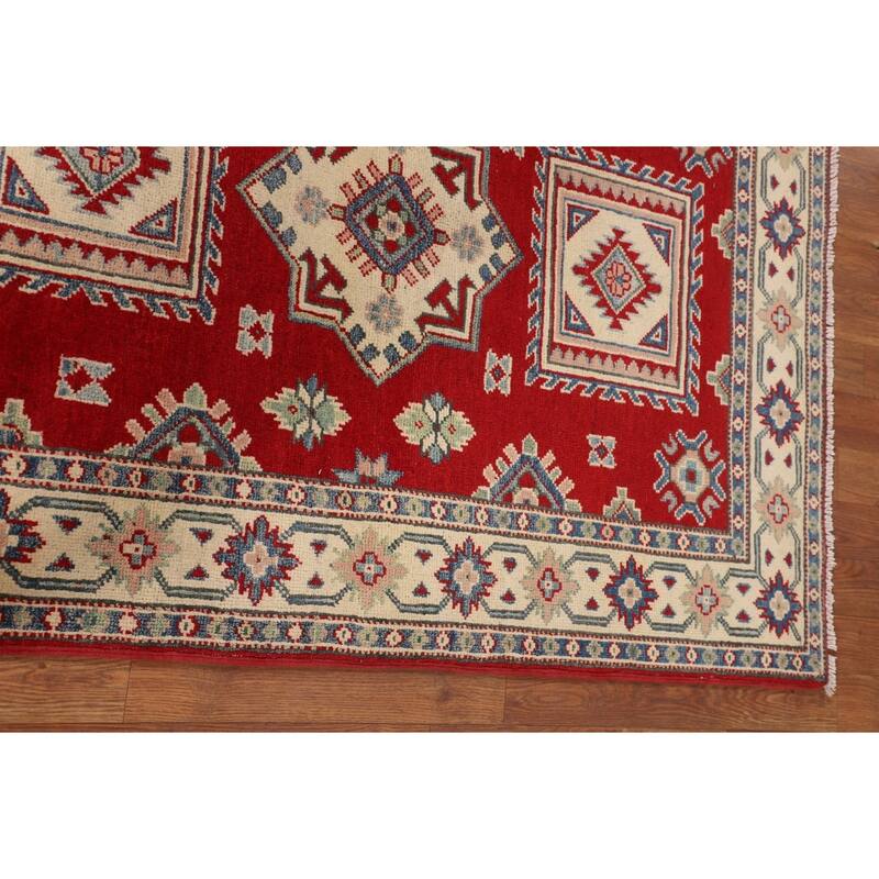 Red Kazak Foyer Rug Hand-Knotted Wool Carpet - 3'5" x 4'9"