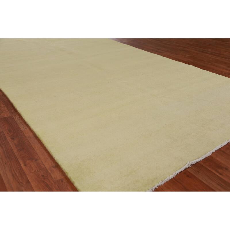 Hand Knotted Oriental 100% Wool Carpet Modern Solid Green Gabbeh Area Rug - 10' 4'' X 5' 4''