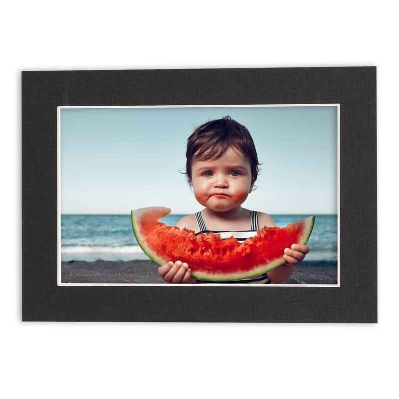 16x16 Mat for 12x12 Photo - Textured Black Matboard for Frames Measuring 16 x 16 In- To Display Art Measuring 12 x 12 Inches