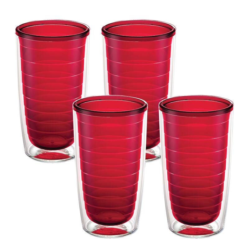 Tervis Clear & Colorful Tabletop Made in USA Double Walled Insulated Travel Tumbler, Red - 16oz - 4pk