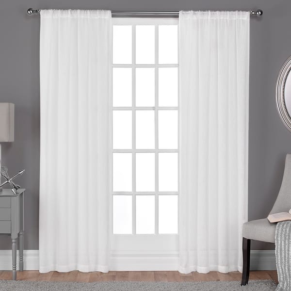 slide 2 of 8, ATI Home Belgian Sheer Window Curtain Panel Pair with Rod Pocket Winter White - 50X84 - 84 Inches
