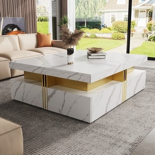 Modern Square Storage Coffee Table with 4 Drawers - Bed Bath & Beyond ...