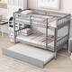 preview thumbnail 4 of 7, Grey Twin over Twin Size Rubber Wood Bunk Bed with Trundle