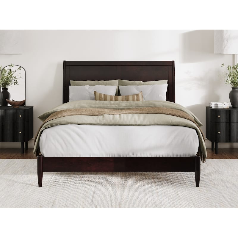 Valencia Solid Wood Low Profile Sleigh Platform Bed