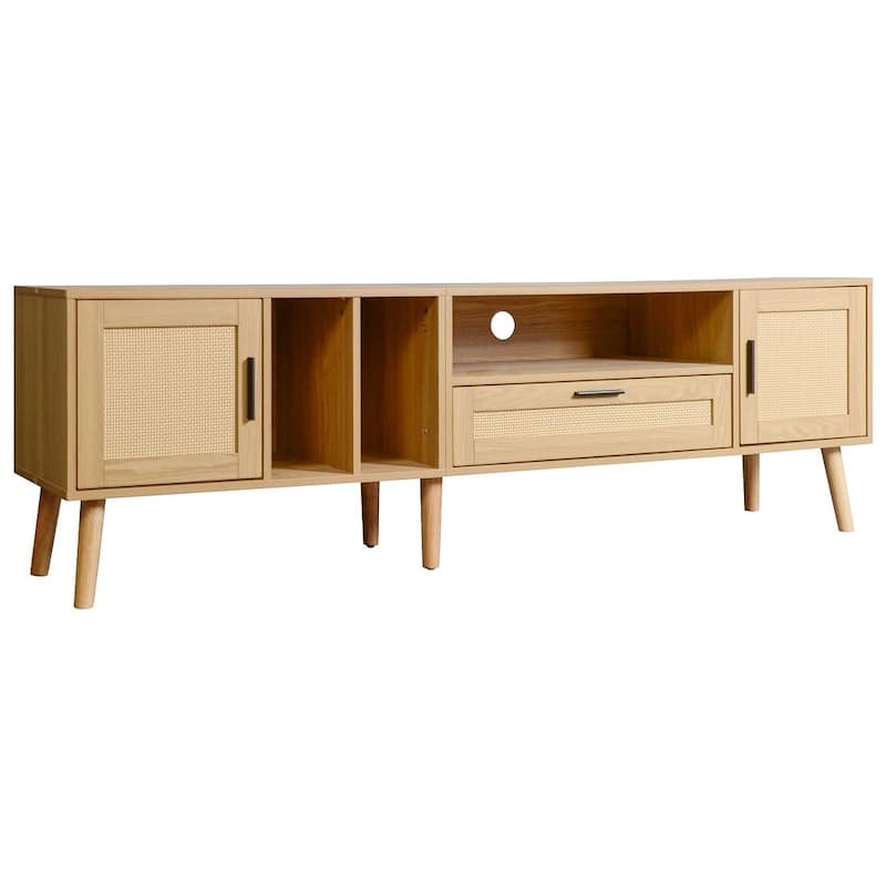Farmhouse Style Rattan TV Stand for Living room