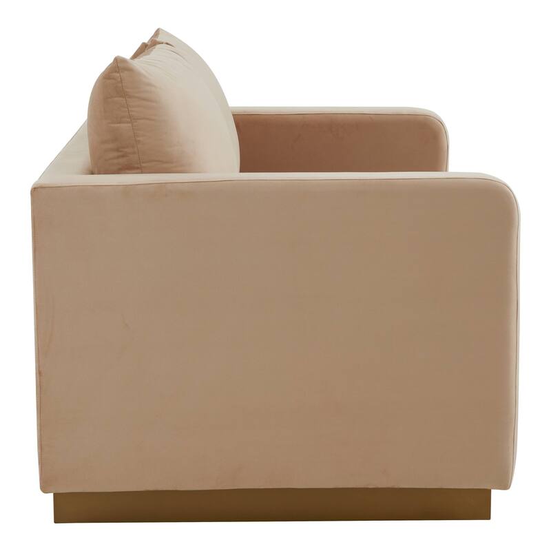 Nervo Modern Accent Chair Velvet Sofa Loveseat With Gold Base & Cushions, Mini Couch for 2 people for Living Room & Bedroom