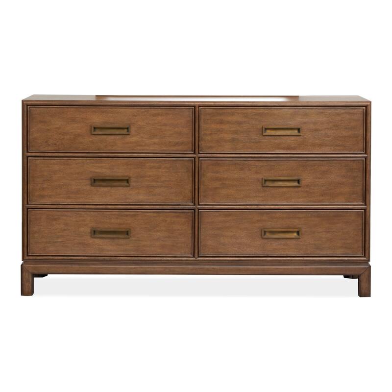 Magnussen Home Ridgefield Russet Double Drawer Dresser With Landscape Mirror