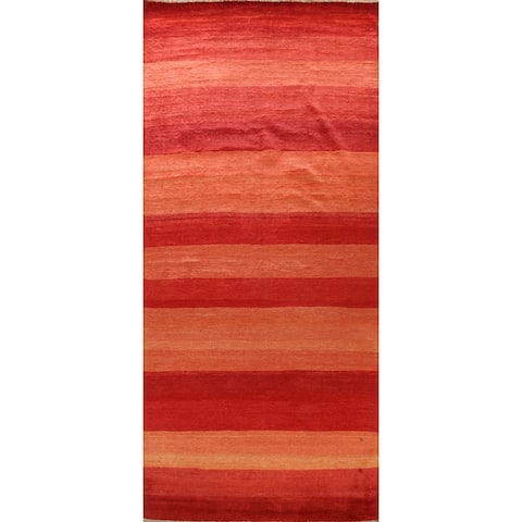 Striped Gabbeh Kashkoli Oriental Long Runner Rug Wool Handmade Carpet - 7'9" x 16'2"