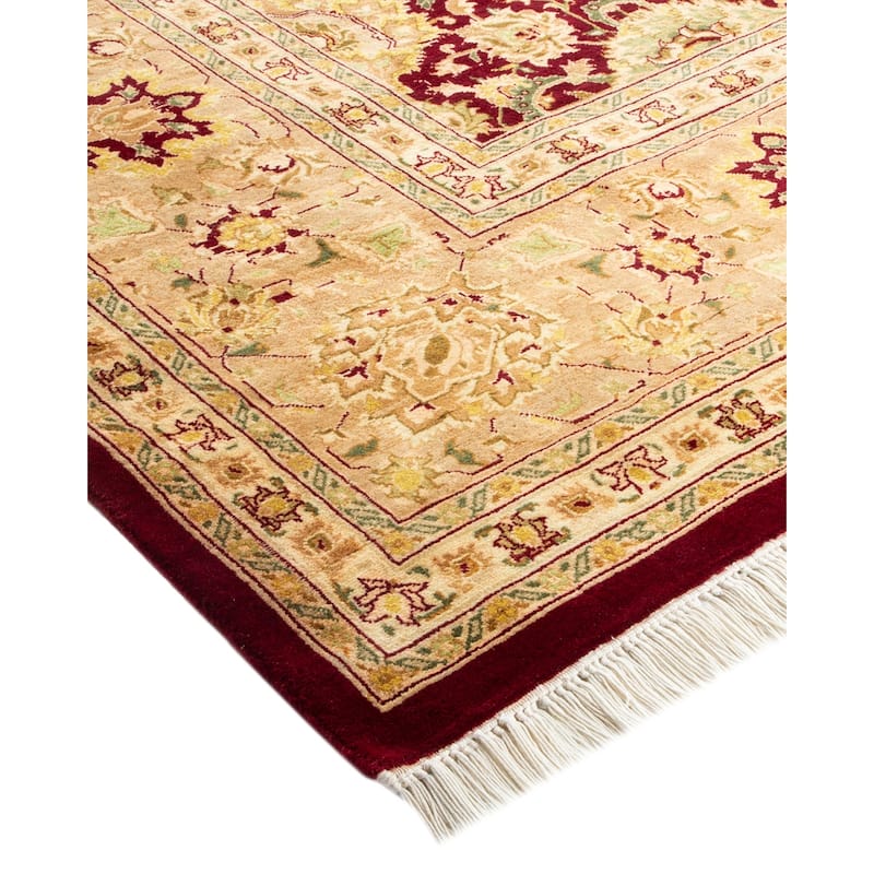 Overton Hand Knotted Wool Vintage Inspired Traditional Mogul Red Area Rug - 8' 1" x 10' 2"