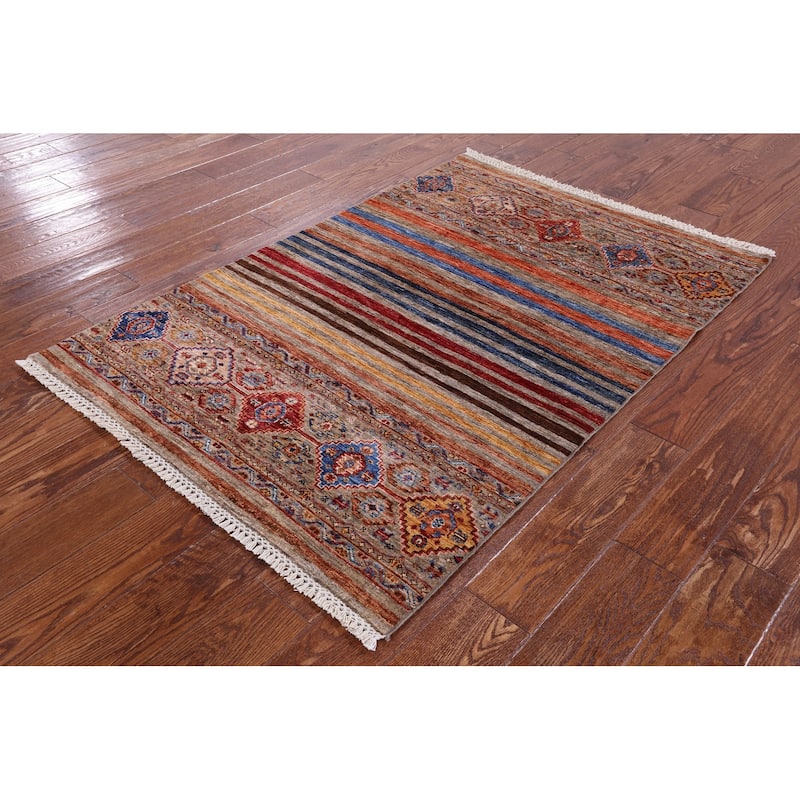 Golden Nile Khorjin Persian Gabbeh Hand Knotted Wool Rug - 3' 5" X 5' 0"