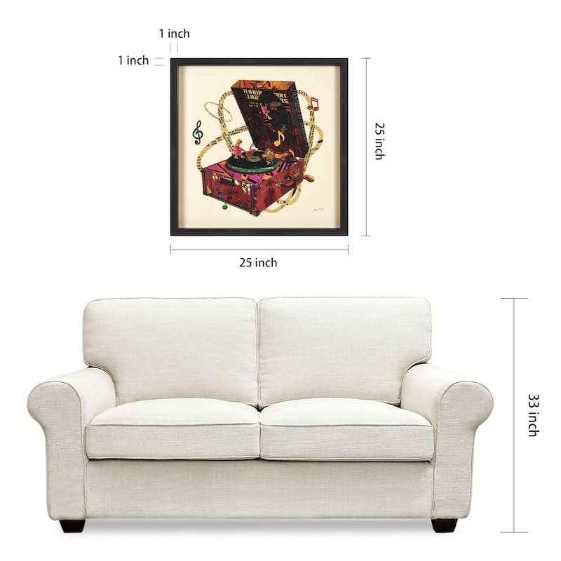 "Wind Up 78 "Alex Zeng's Signed Hand-made Dimensional Wall Art Collage, under glass and a black shadow box frame