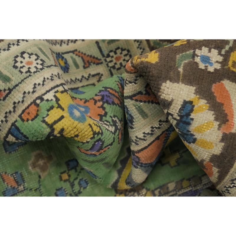 Hand Knotted Oriental 100% Wool Carpet Traditional Floral Green Tabriz Area Rug - 11' 0'' X 8' 6''