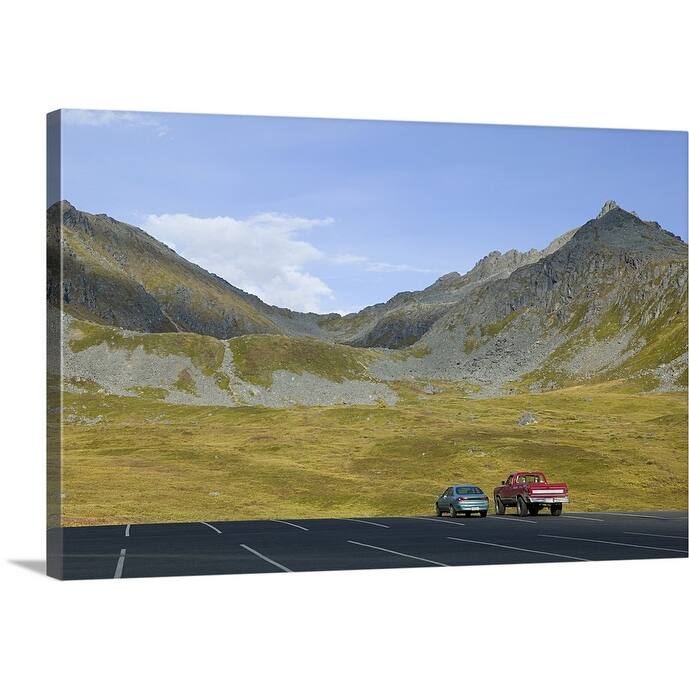 "Cars parked in a parking lot, Independence Mine State Historical Park, Hatcher Pass, Alaska" Canvas Wall Art