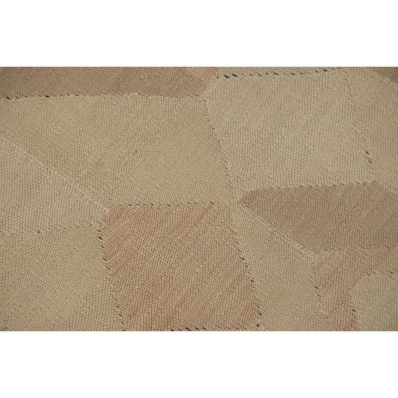 Hand Woven Oriental 100% Wool Carpet Southwestern Modern Beige & Ivories Kilim Runner Rug - 9' 9'' X 2' 6''